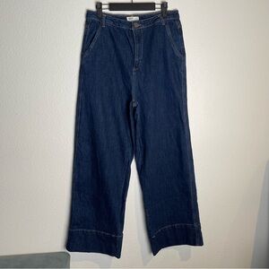 Oat New York High Rise Wide Leg Jeans with Ankle Stitch Detail Size 10/30